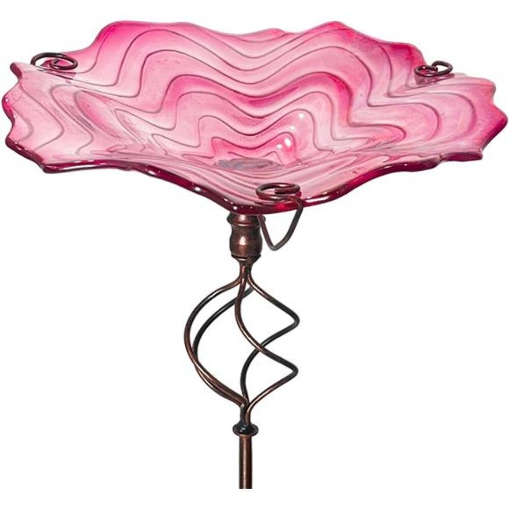 32 Inch Height Bird Baths for Outside, Glass Bird Bath with Metal